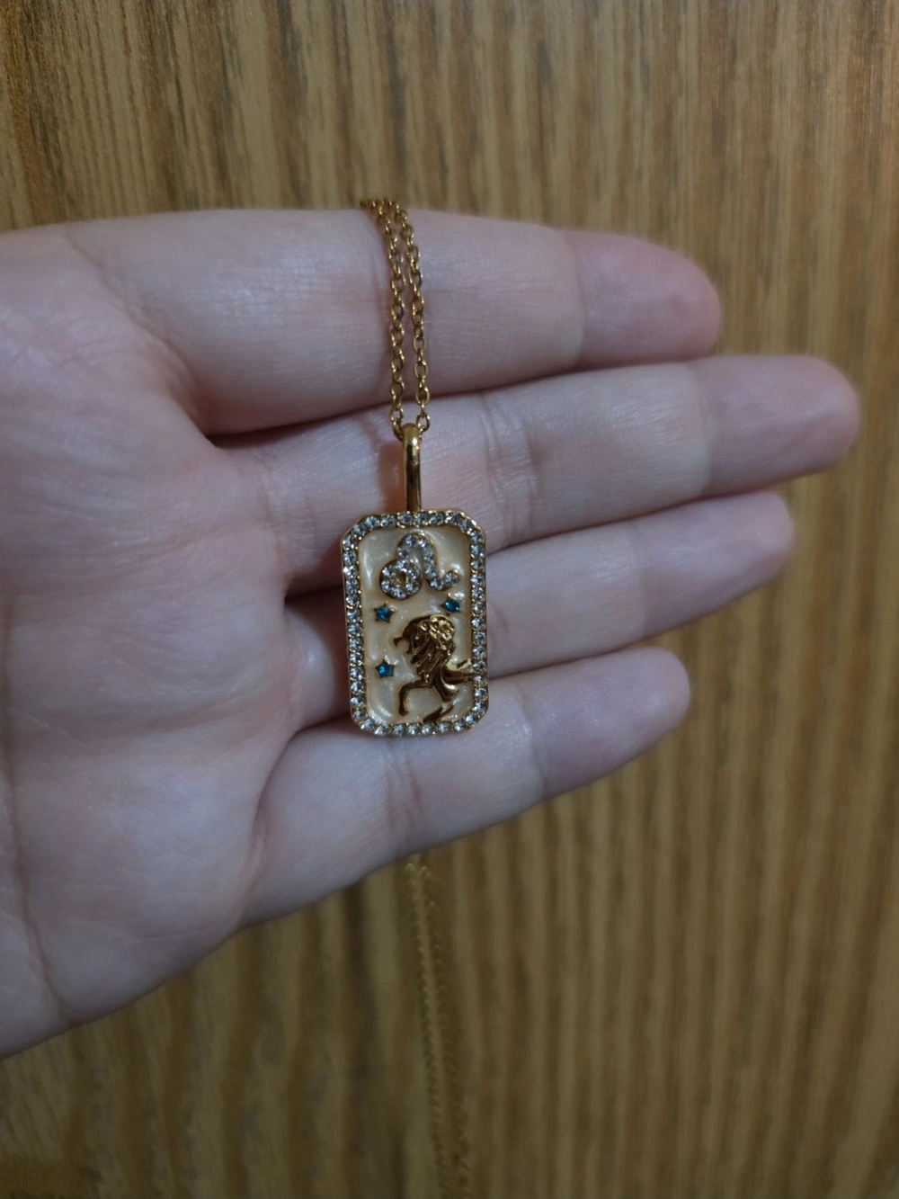 Gold Tone Stainless Steel Zodiac Leo Pendant Necklace - Gold